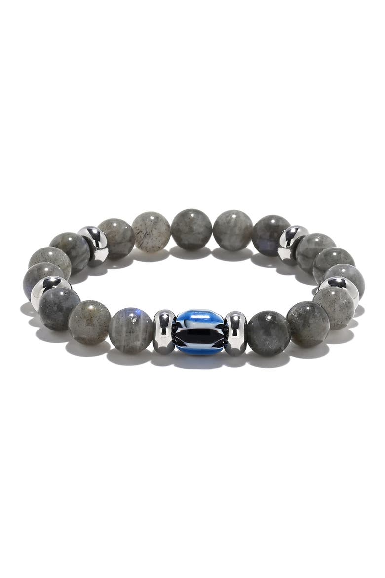 Men's Chris Bead Stretch Bracelet, Main, color, SILVER