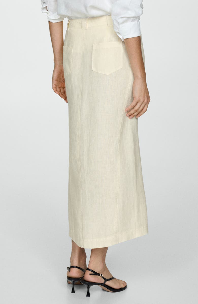 MANGO Front Slit Linen Skirt, Alternate, color, 