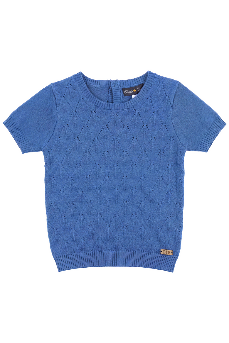 Diamond Knit Short Sleeve Sweater, Main, color, River