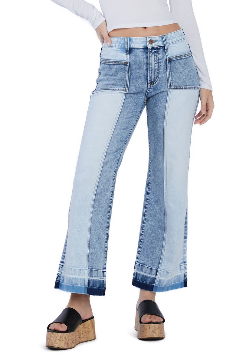 Pieced Release Hem Ankle Straight Leg Jeans, Main, color, INNOVATIVE BLUE