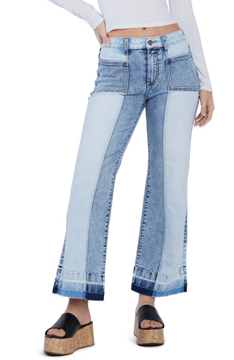 HINT OF BLU Pieced Release Hem Ankle Straight Leg Jeans, Main, color, Innovative Blue