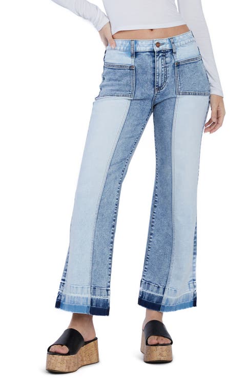 Pieced Release Hem Ankle Straight Leg Jeans