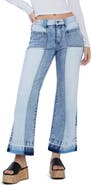 HINT OF BLU Pieced Release Hem Ankle Straight Leg Jeans