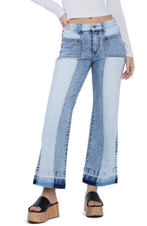 HINT OF BLU Pieced Release Hem Ankle Straight Leg Jeans in Innovative Blue 