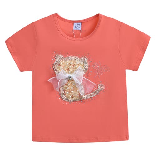 Mimi Tutu Cat-appliqué T-shirt In Orange