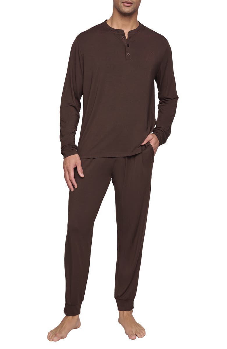 Eberjey Henry Jersey Pajamas, Main, color, Chocolate