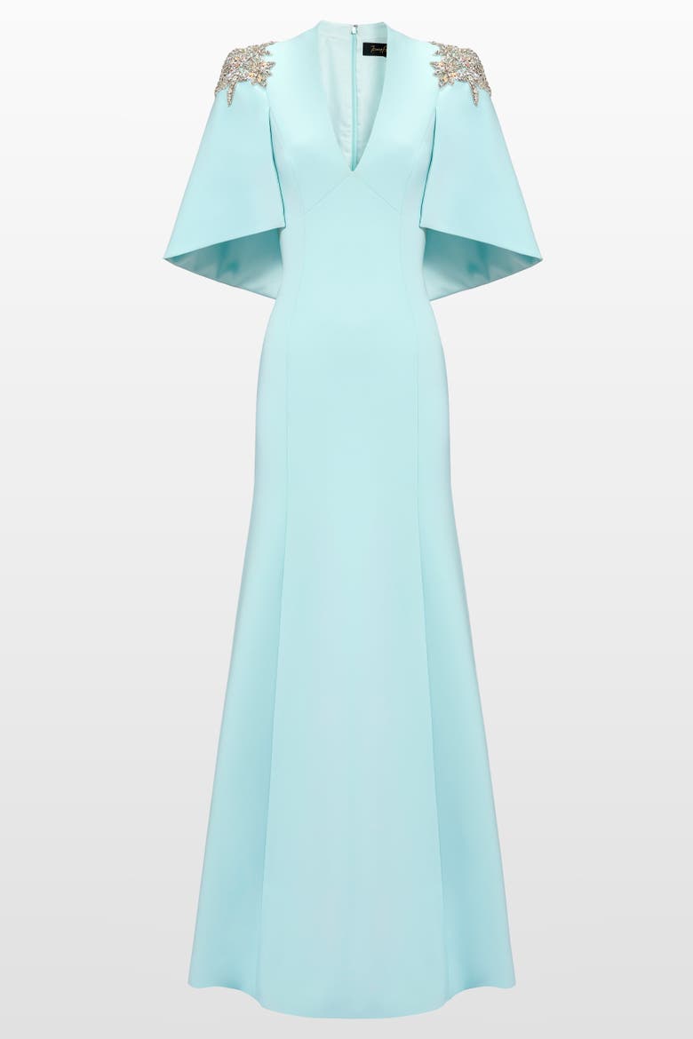Star Shower Rhinestone-Embellished Maxi Dress, Main, color, Crystal Aqua