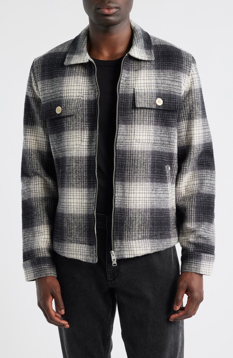 AllSaints Matheson Check Organic Cotton Jacket, Main, color, Black/ Off White