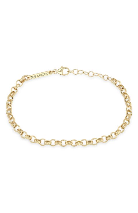 14K Yellow Gold Large Rolo Chain Bracelet