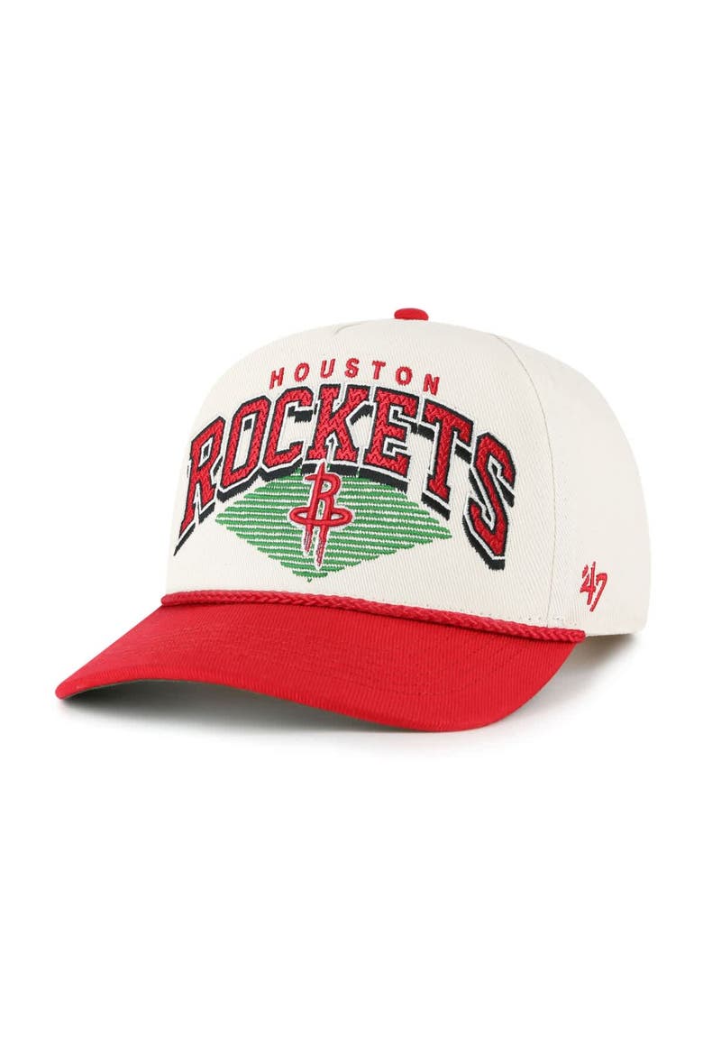 Men's '47 Cream/Red Houston Rockets Pomona Two-Tone Rope Hitch Adjustable Hat, Main, color, Cream