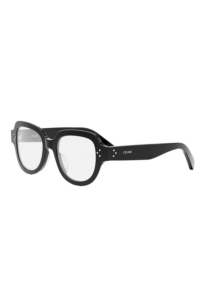 Bold 50mm Round Optical Glasses, Alternate, color, SHINY BLACK