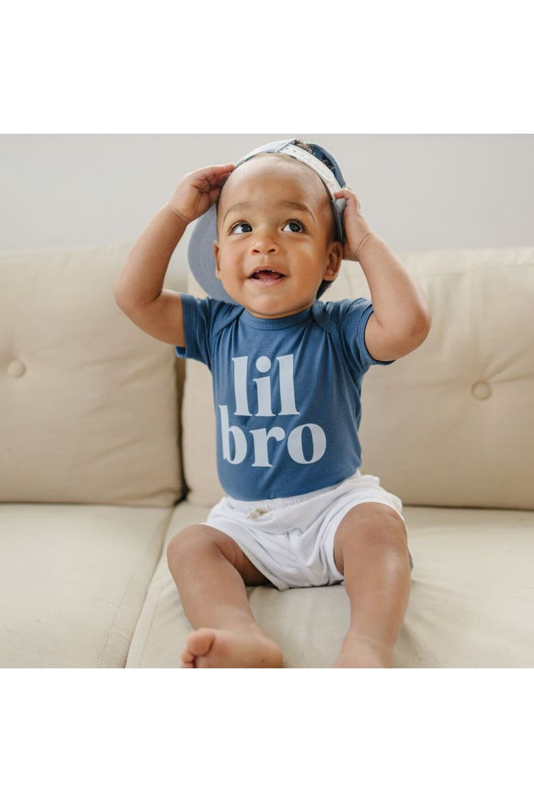 Lil Bro Short Sleeve Bodysuit, Alternate, color, Indigo
