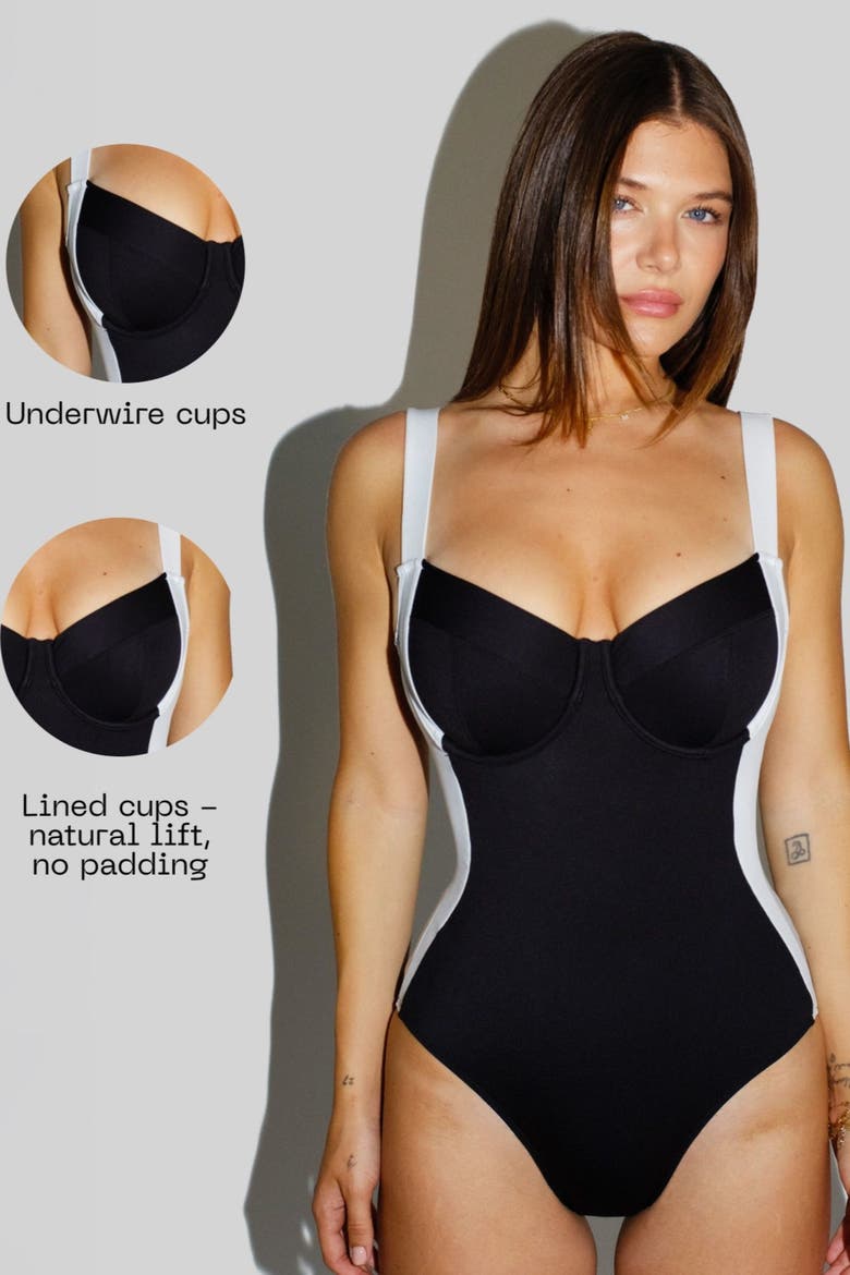 Mega Sculpting Underwire D/DD Cup One Peice Swimsuit, Alternate, color, Contour Black White