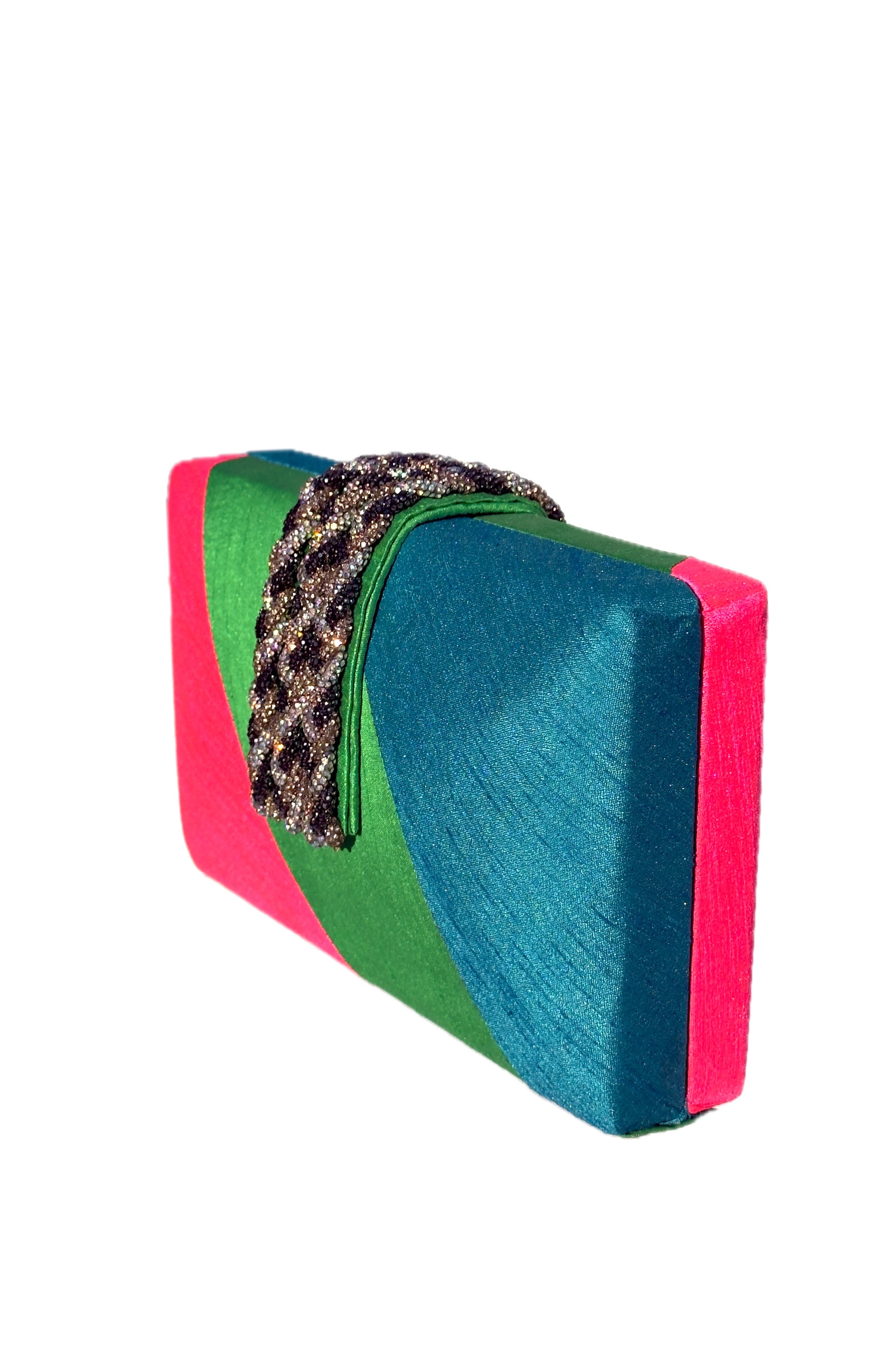 Simitri Diagonal Color Block Braided Fringe Clutch, Alternate, color, Jeweled