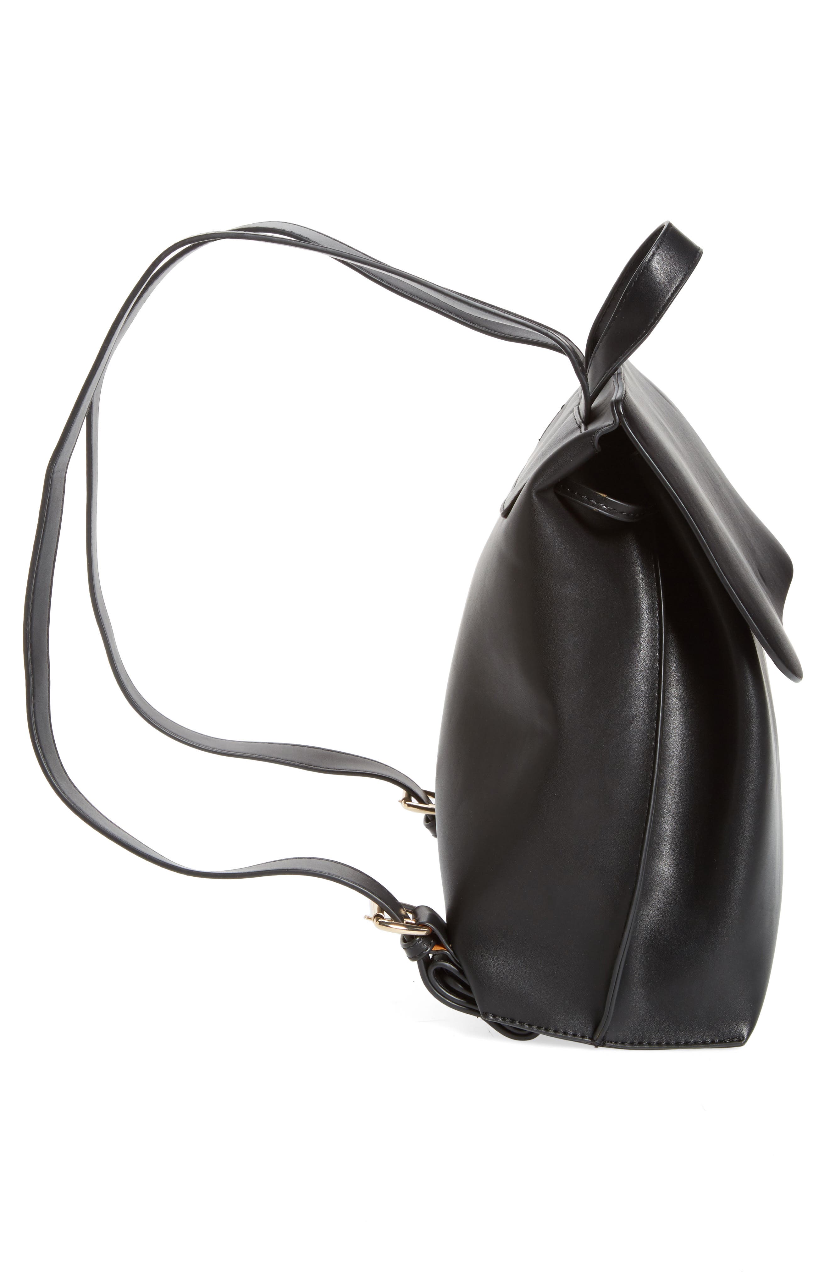 Selena Faux Leather Backpack, Alternate, color, BLACK/ TAN