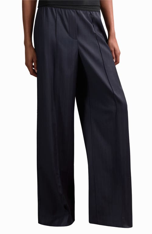 Reiss Neave Pinstripe Wide Leg Pants In Blue