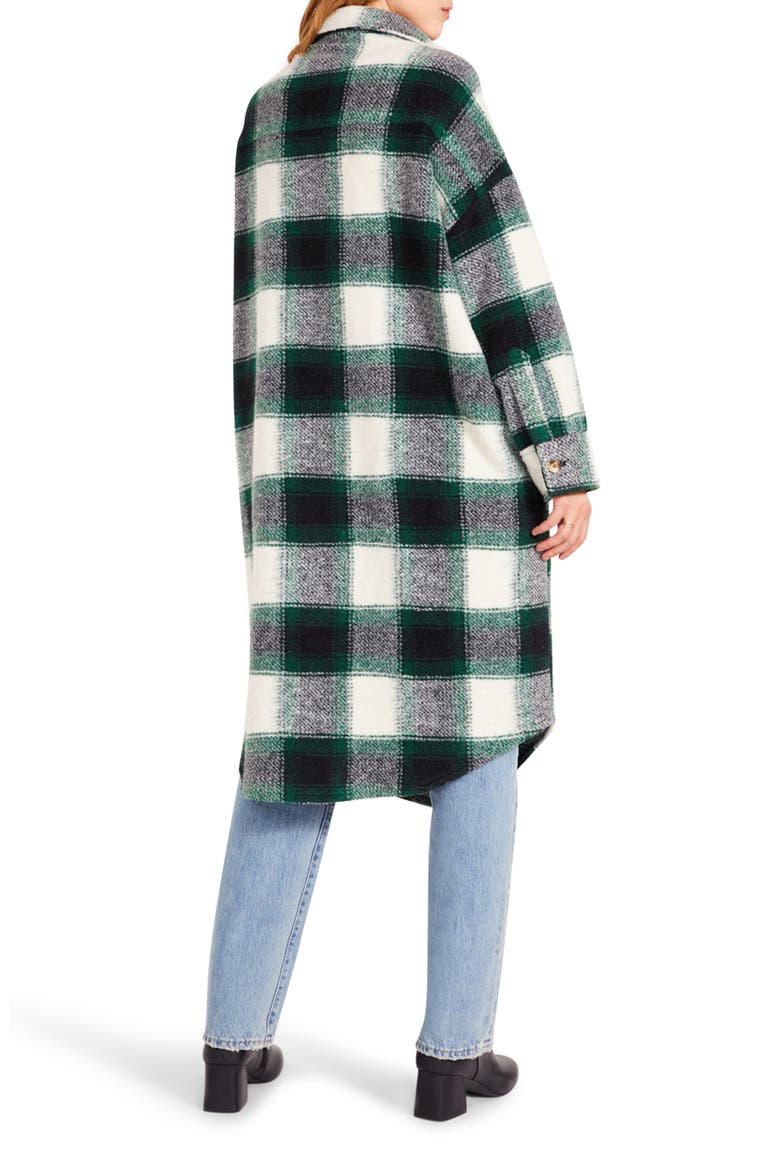 Santa Cruz Plaid Longline Shirt Jacket, Alternate, color, BRIGHT GREEN