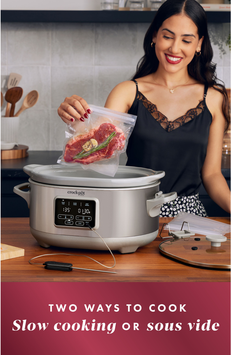 Crock-pot Programmable 7-Quart Cook & Carry Slow Cooker with Sous Vide, Stainless Steel, Alternate, color, Stainless Steel