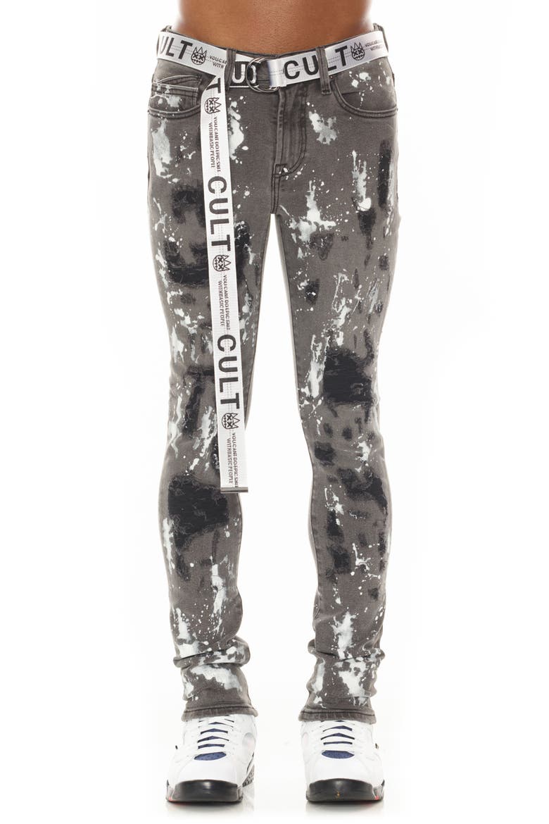 Punk Belted Rip & Repair Super Skinny Jeans, Main, color, CINDER