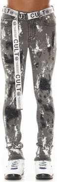 Cult of Individuality Punk Belted Rip & Repair Super Skinny Jeans