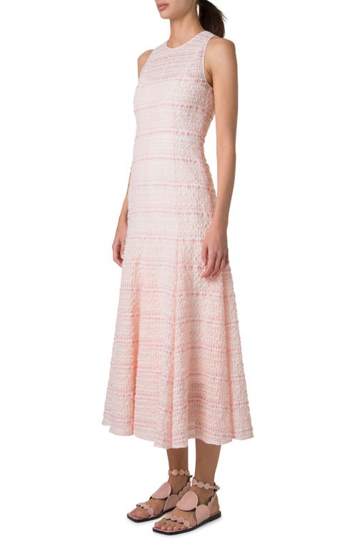 Akris Punto Ribbon Tweed Midi Dress In Pale Pink-multicolor
