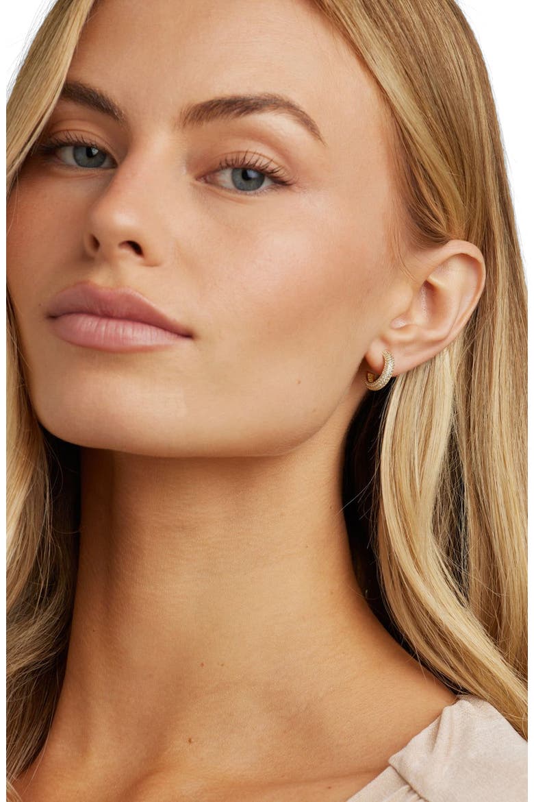 Brookes Crystal Hoops, Alternate, color, Gold