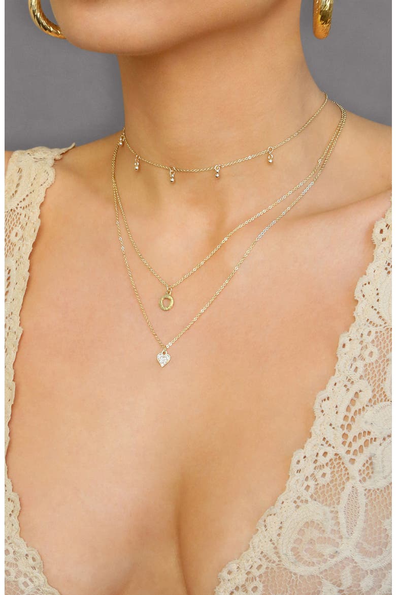 Heart Charm Layered Necklace, Alternate, color, GOLD