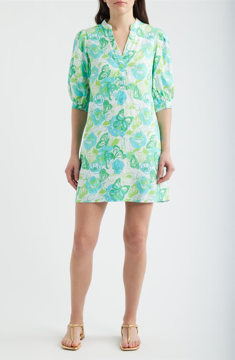 Lilly Pulitzer<sup>®</sup> Mialeigh Floral Print Linen Shift Dress, Main, color, Resort White Monarch Rose