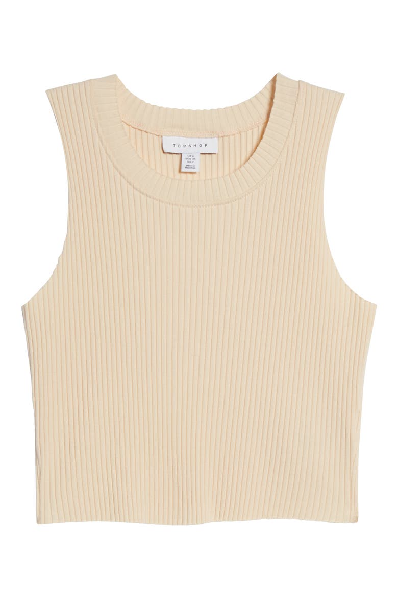 Wide Rib Cotton Blend Crop Tank Top, Alternate, color, TAN