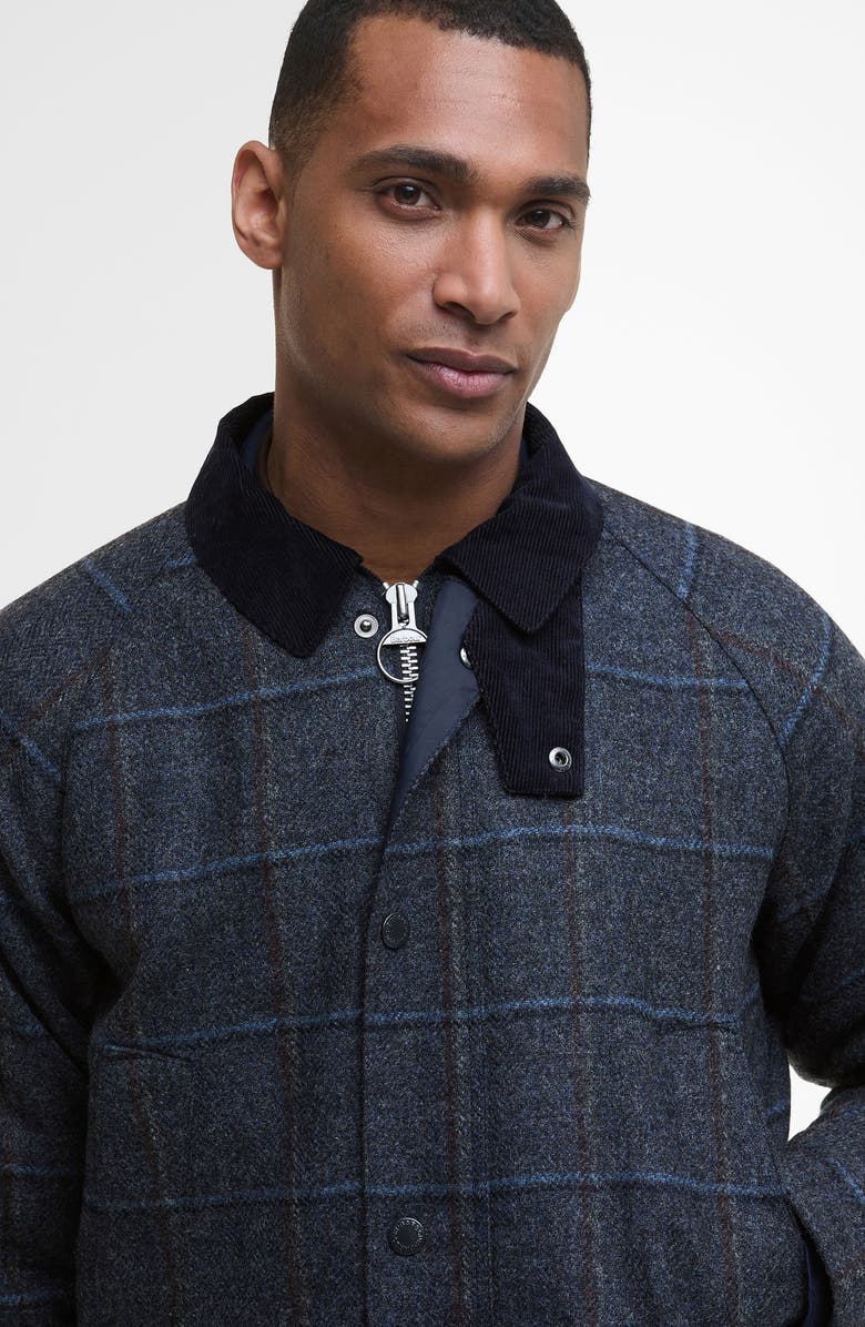 Barbour Bedale Check Corduroy Collar Wool Jacket, Alternate, color, Blue