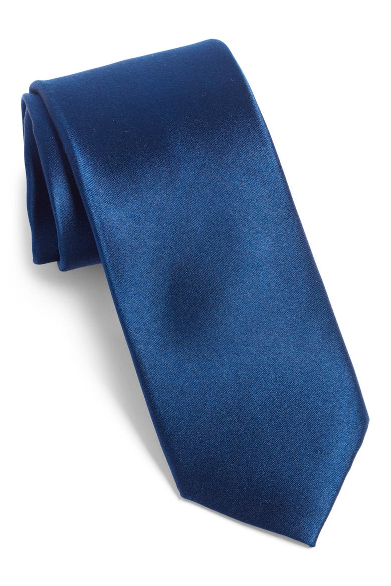 Anthony Solid Silk Tie, Main, color, NAVY
