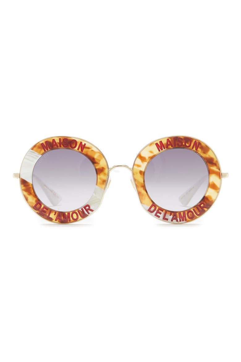 Maison Del'Amour 44mm Round Sunglasses, Main, color, HAVANA GOLD GREY