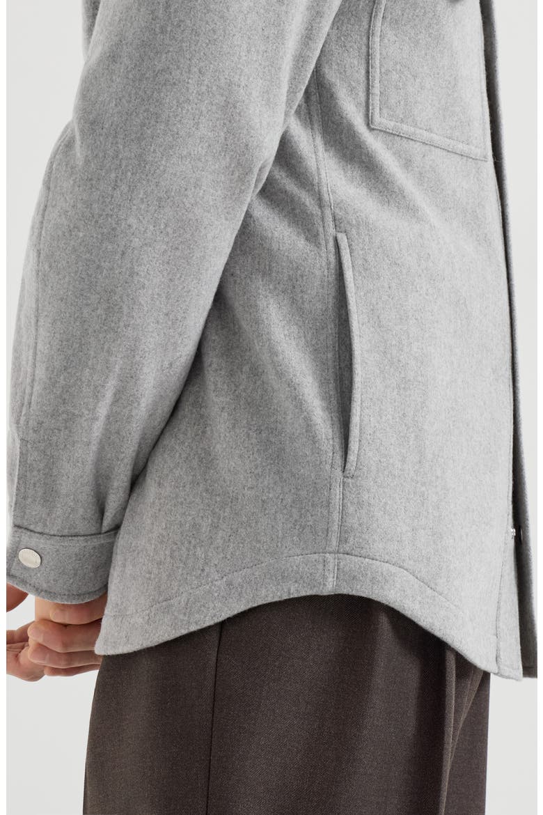Lightweight water-resistant cashmere shirt-style outerwear jacket, Alternate, color, Pearl Grey