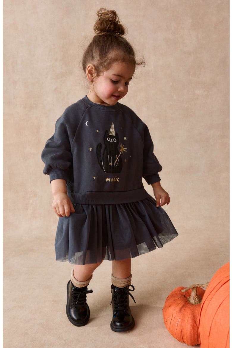 Kids' Halloween Character Twofer Dress, Alternate, color, BLACK