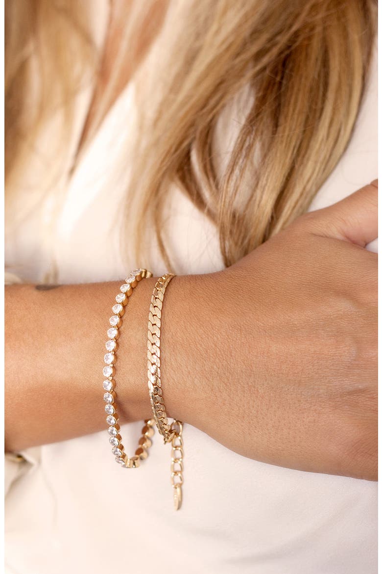 Cubic Zirconia Bezel Bracelet, Alternate, color, GOLD