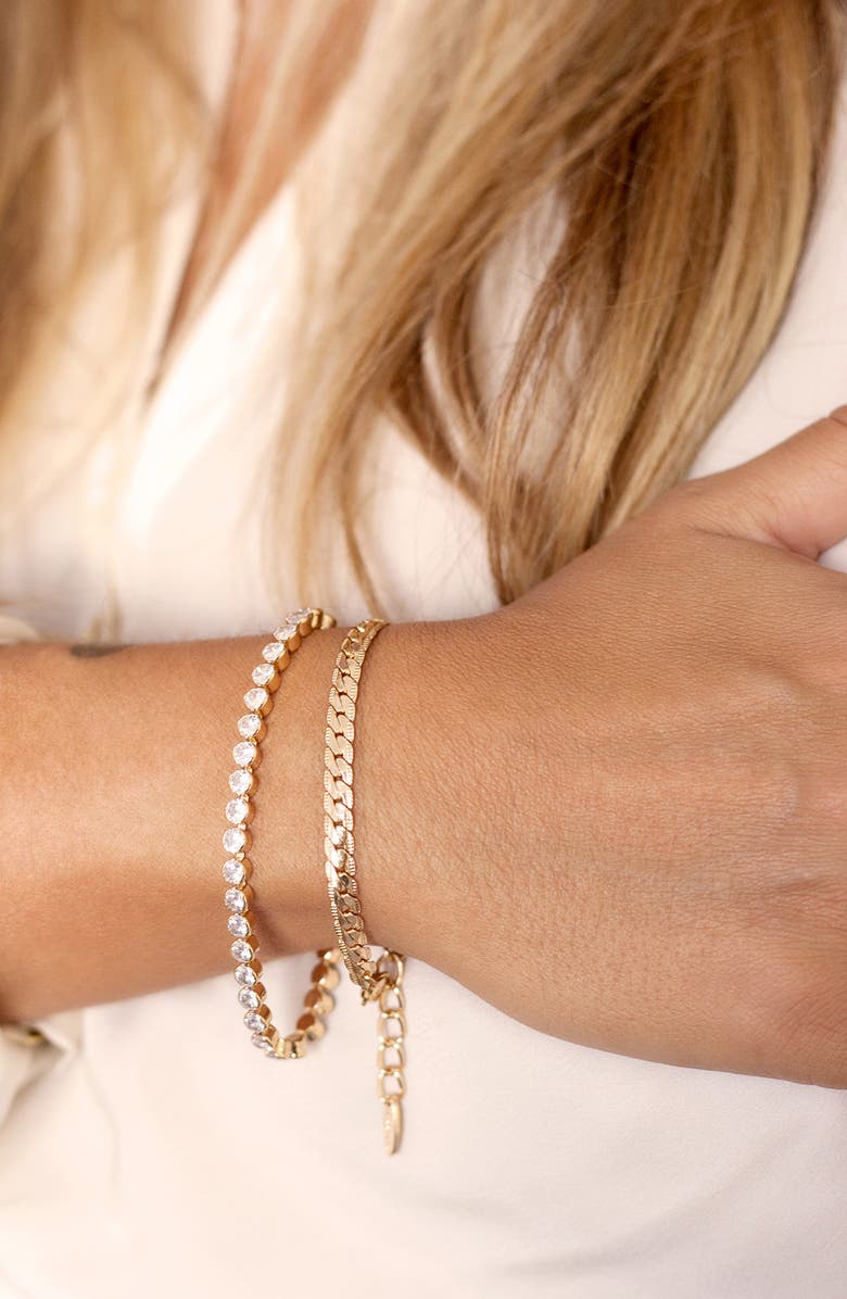 Ettika Cubic Zirconia Bezel Bracelet, Alternate, color, Gold