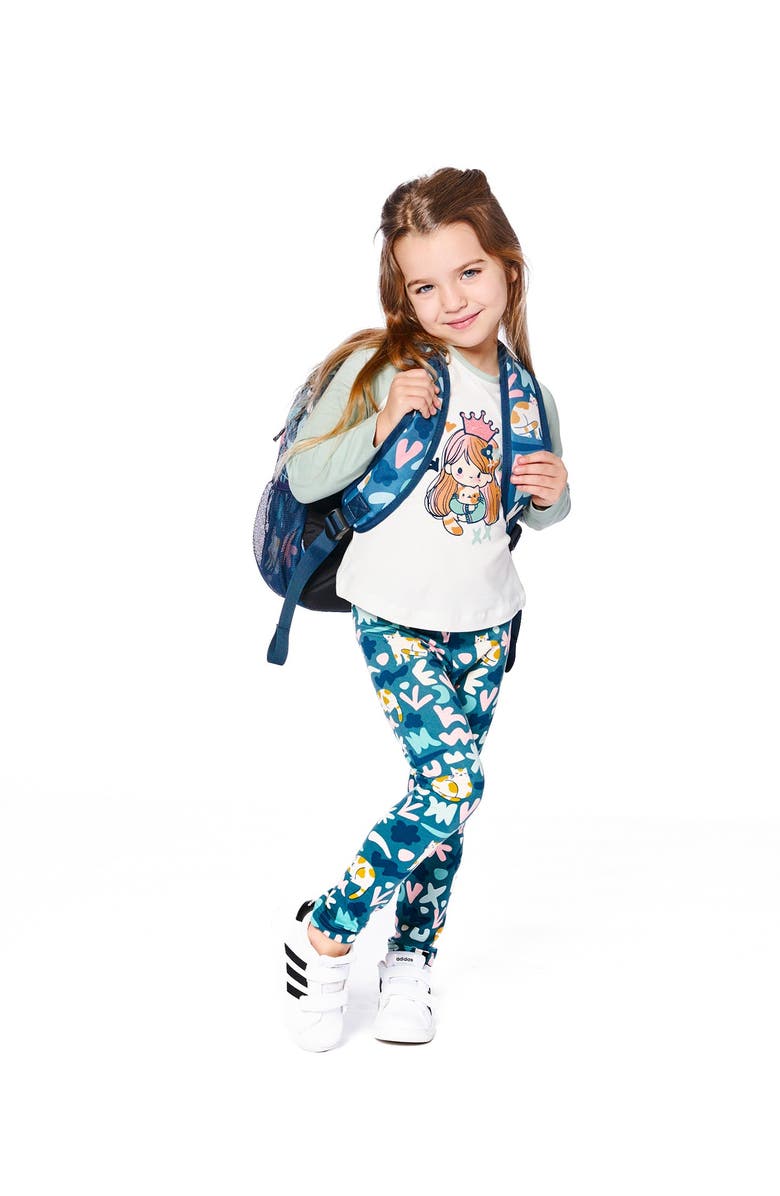 Deux par Deux Stretch Jersey Leggings Cat, Main, color, Green