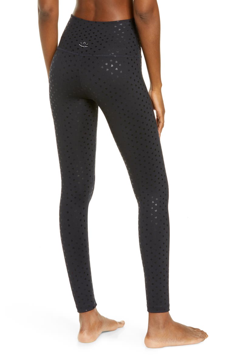 Hearts Midi High Waist Leggings, Alternate, color, BLACK-SHINY BLACK HEARTS
