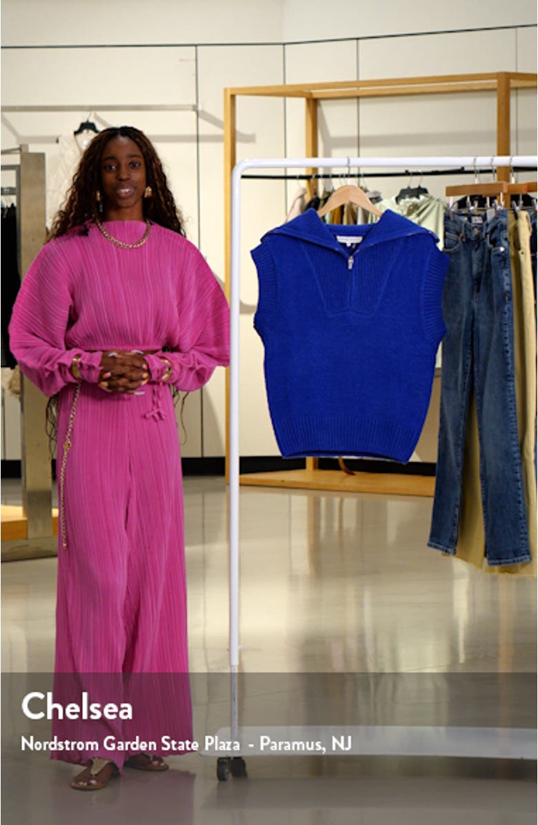 Zip Mock Neck Cap Sleeve Sweater, sales video thumbnail