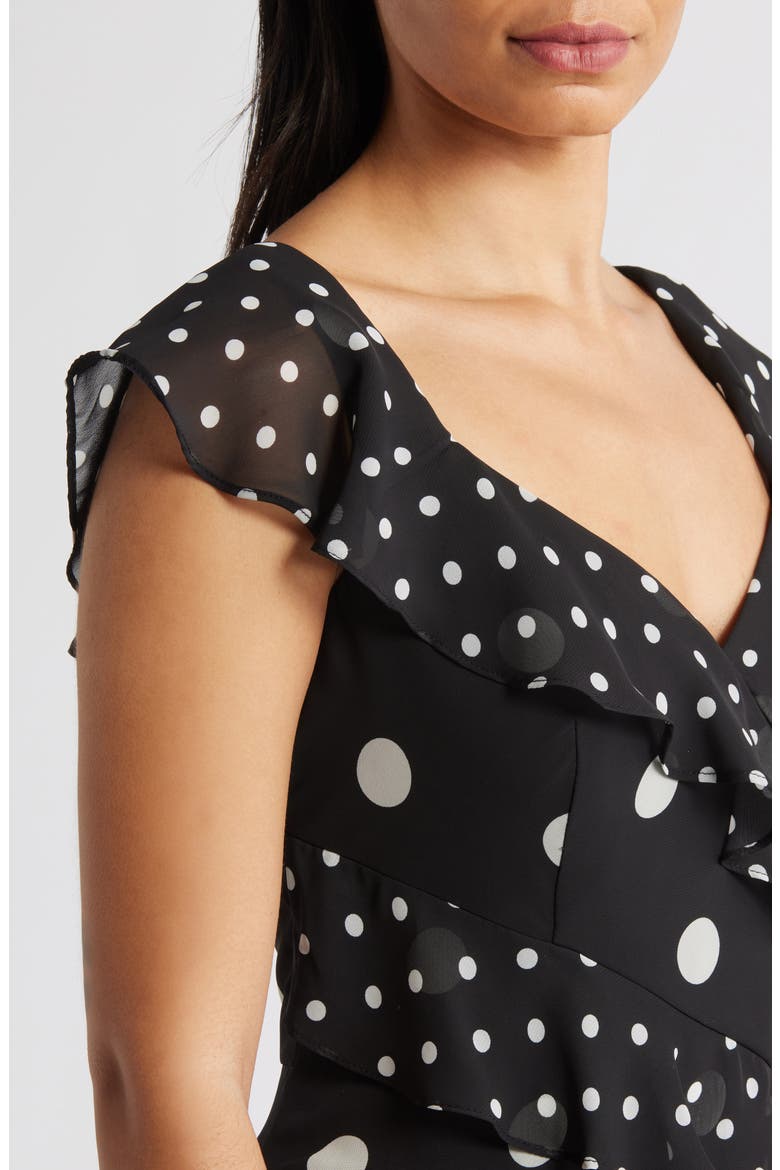 Mixed Polka Dot Maxi Dress, Alternate, color, BLACK