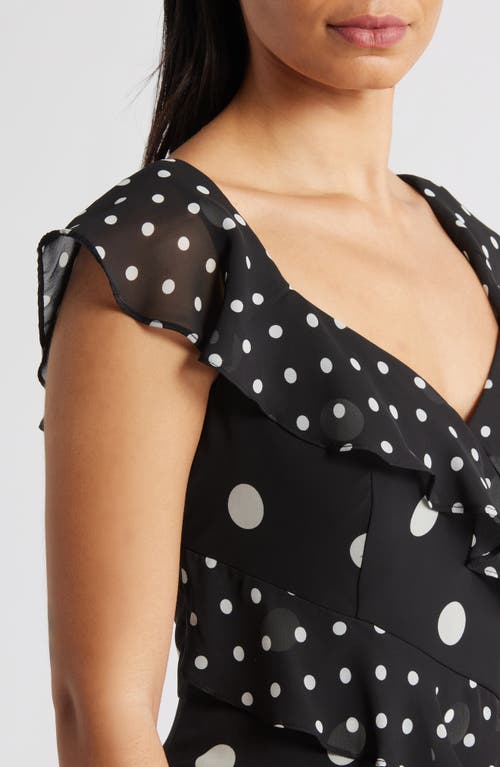 Eliza J V Neck Flutter Sleeve Ruffle Dress In Black