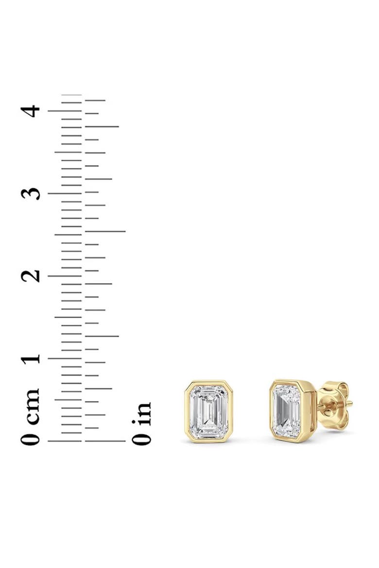 2Ct TW Emerald Cut Diamond Bezel Studs 14k Gold Lab Grown Earrings, Alternate, color, 14k Yellow Gold