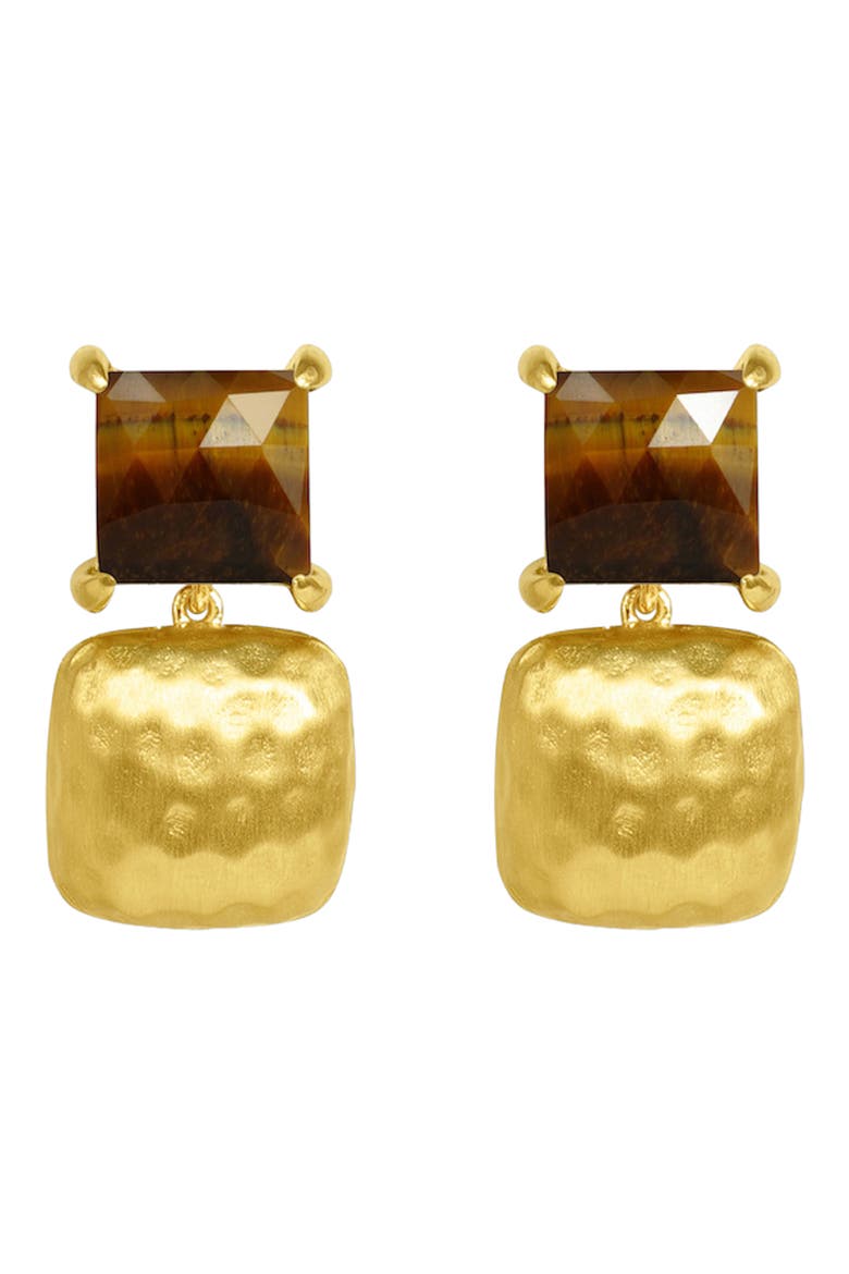 Nomad Drop Earrings, Main, color, GOLD/ TIGERS EYE