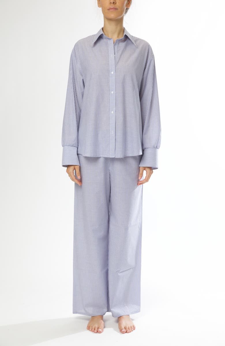 Andine Essen Provence Stripe Cotton Button-Up Pajama Top, Alternate, color, 