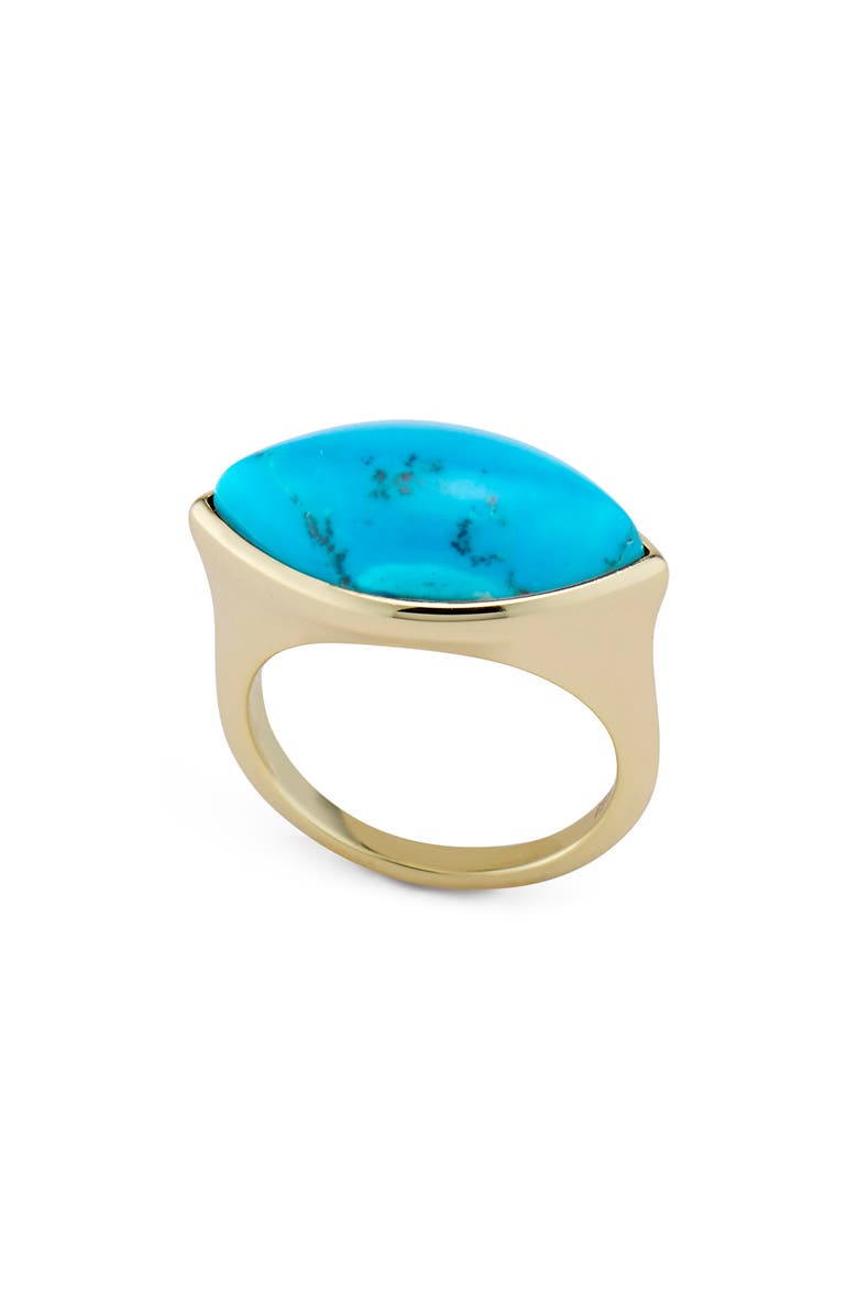 House of Frosted Paulette 14K Gold Plated Marquise Turquoise Ring, Main, color, Gold