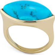 House of Frosted Paulette 14K Gold Plated Marquise Turquoise Ring