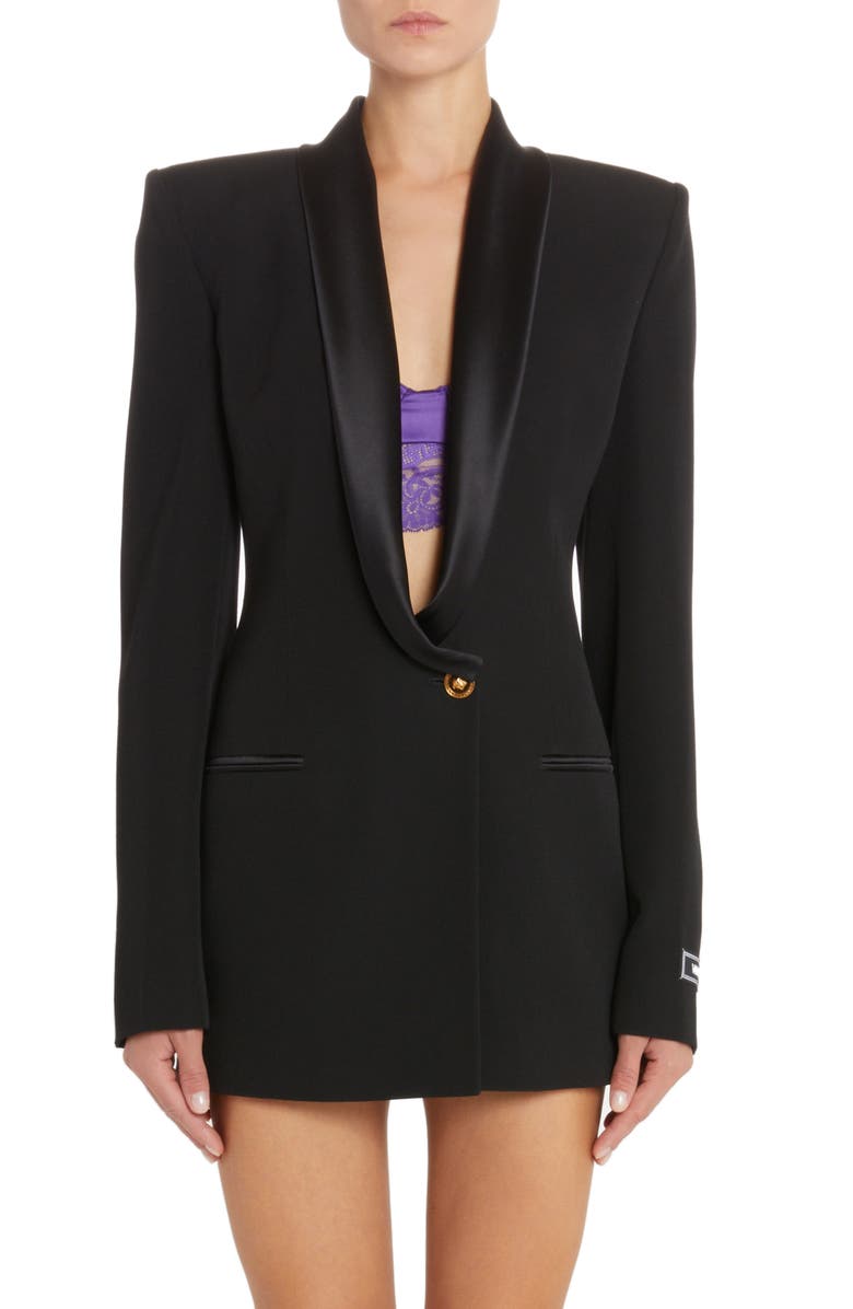 Versace Grain de Poudre Wool Tuxedo Jacket, Main, color,