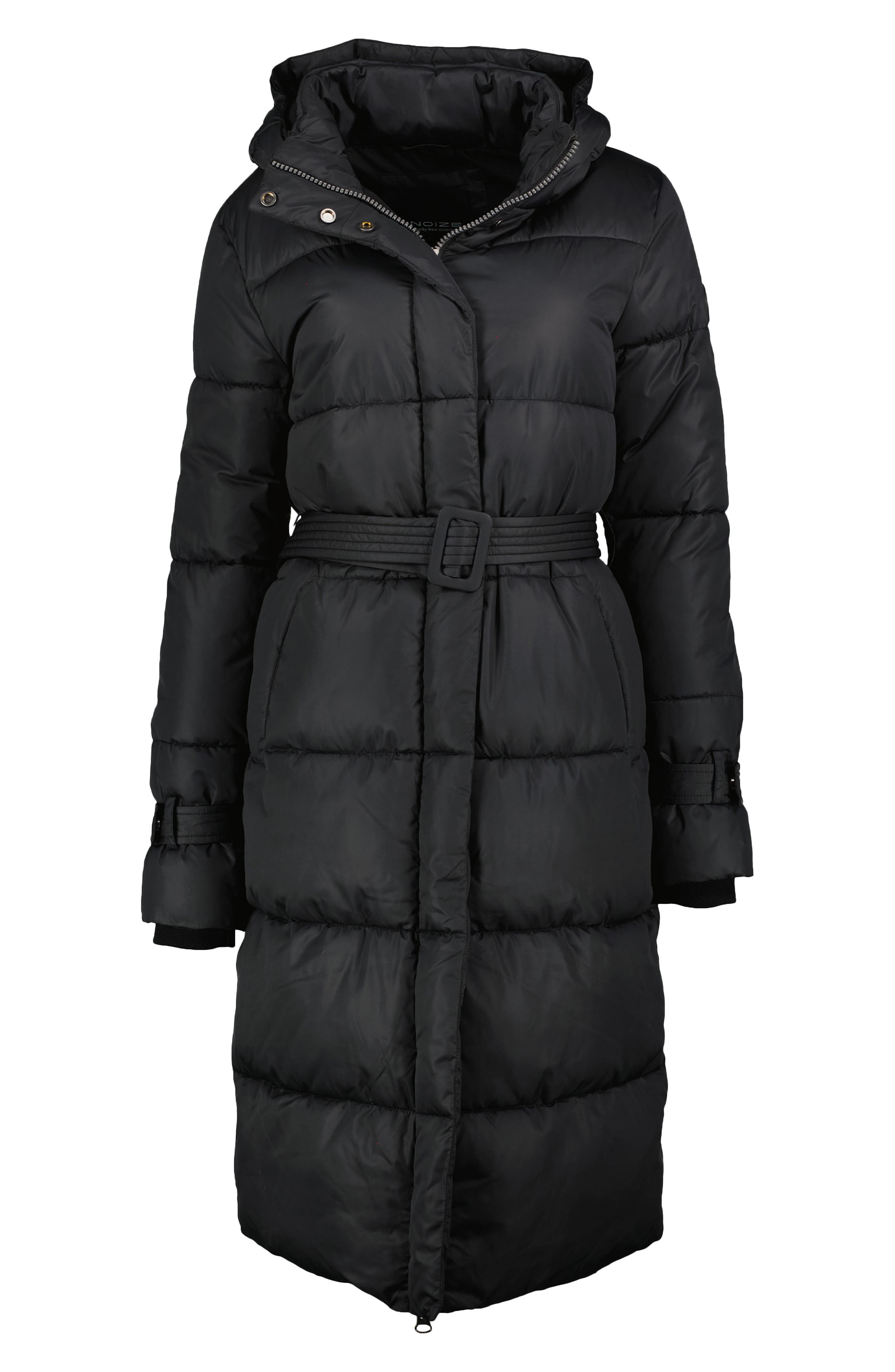 Noize Mara Belted Maxi Puffer Coat with Removable Hood