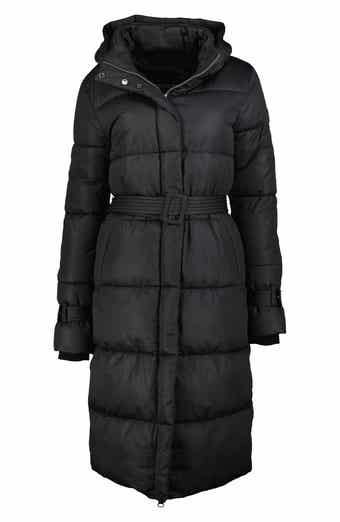 Noize Mara Belted Maxi Puffer Coat with Removable Hood