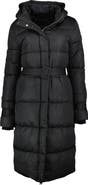Noize Mara Belted Maxi Puffer Coat with Removable Hood